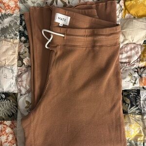 MATE the Label 100% organic cotton Cropped Waffle Pants Tan Wide Leg Medium
